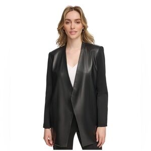 Calvin Klein Women ‘s Faux-Leather Combo Jacket,Size : 20W (M)